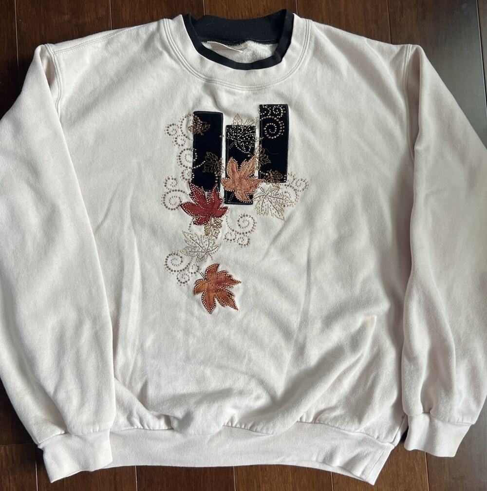 Vintage Morning Sun Sweatshirt Top Stitch 90s Fall Leaf Crewneck M